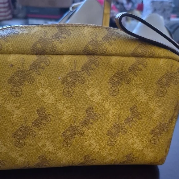 Coach Yellow and Brown Wristlet - Picture 2 of 6